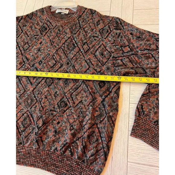 Pronto-Uomo Firenxe men's /unisex XL geometric print‎ rust, blue & black sweater - Picture 4 of 7
